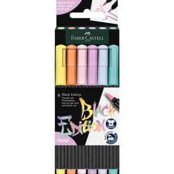 Brush Pen Black Edition - Pastel Colours - Cardboard Box of 6