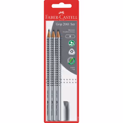 Faber-Castell Grip 2001 Set, B, Silver, Triangular, FSC, Blister, 4 pc(s)