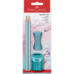 Faber-Castell Sparkle 118297 Pencil Set with Sharpener  Eraser and 2 Pencils  Writing Set Ocean Metallic