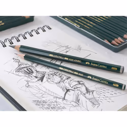 Faber-Castell 5 Piece Quality Castell 9000 Jumbo Graphite Pencils Blister Card Set, Including HB, 2B, 4B, 6B and 8B