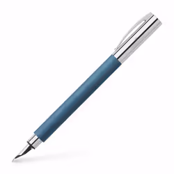 Faber-Castell 147140, Blue, Chrome, Cartridge filling system, Blue, Stainless steel, Medium, Ambidextrous