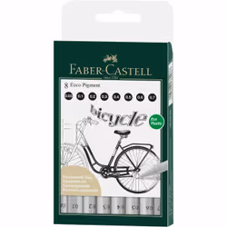Faber-Castell 166008, Black, Black, White, Round, Pigment-based ink, Metal, 8 pc(s)