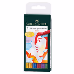 Faber-Castell - PITT Artist Pen Brush Wallet of 6 - Basic Colours