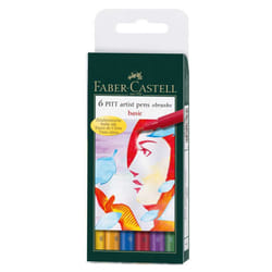 Faber-Castell - PITT Artist Pen Brush Wallet of 6 - Basic Colours