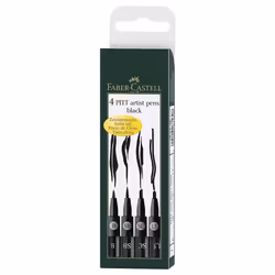 Faber-Castell Wallet of 4 PITT Artist Pens - Black (199)