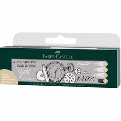 Faber Castell FC167151 Pitt Artist Pen - Black/White (Pack of 4)