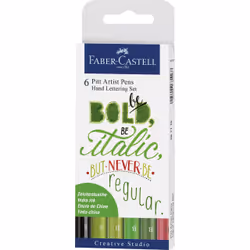 Faber-Castell 8800503, Black, Green, Red, Turquoise, Multicolour, Round, Pigment-based ink, Brush/Fine tip, 0.3 mm