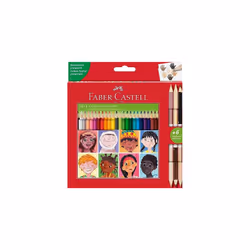 Triangular Colour Pencil Set - 24 Colours + 3 Bi-Colour Skintone Pencils
