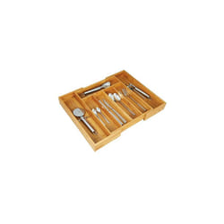 axentia Wood Cutlery Tray - Expandable Bamboo Cutlery Tray Utensil Organiser Flatware Drawer Insert & Divider - 5 to 7 Compartments - Extendable