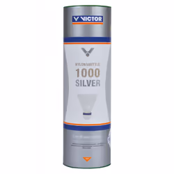 Victor Badminton Nylon Shuttlecock in White - 1000 Silver 6PC Tube Medium Speed