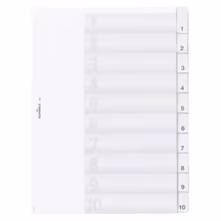 Durable 6821-19, Numeric tab index, Transparent, Portrait, A4, 2, 4, 225 mm