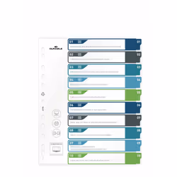 Durable 679527, Blank tab index, Polypropylene (PP), Multicolour, Portrait, A4+, 0.27 mm