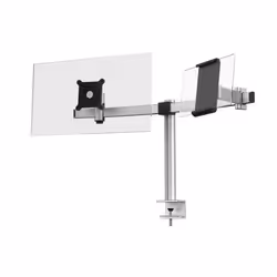 Durable Monitor mount for 1 screen and 1 tablet, Clamp/Bolt-through, 8 kg, 53.3 cm (21"), 86.4 cm (34"), 100 x 100 mm, Silver
