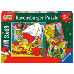 Ravensburger - Jigsaw the Grinch Gift Idea for Children 5+ Years Educational and Stimulating Game 3 Puzzles of 49 Pieces ...
