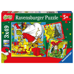 Ravensburger - Jigsaw the Grinch  Gift Idea for Children 5+ Years  Educational and Stimulating Game  3 Puzzles of 49 Pieces  21 x 21 cm