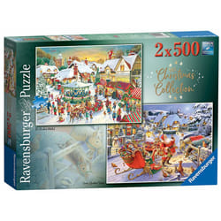 Ravensburger Christmas Collection No.1 - Market and Santa's Christmas Supper 2X 500 Piece Jigsaw Puzzle