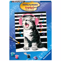 Ravensburger Singing Kitten Paint by Numbers Kit for Children - Painting Arts and Crafts for Kids Age 12 Years Up