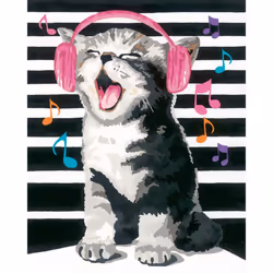 Ravensburger Singing Kitten Paint by Numbers Kit for Children - Painting Arts and Crafts for Kids Age 12 Years Up
