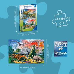 Dinosaurs Jigsaw Puzzles For Kids Age 7 Years - 2X 150 Pieces XXL [Amazon Exclusive]
