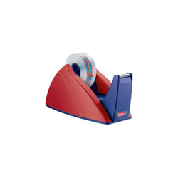 tesa Easy Cut Desk Dispenser Professional - Refillable, Nonslip Tape Dispenser for Adhesive Tape Rolls Up to 33 m x 19 mm - Red/Blue