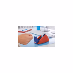 tesa Easy Cut Desk Dispenser Professional - Refillable, Nonslip Tape Dispenser for Adhesive Tape Rolls Up to 33 m x 19 mm - Red/Blue