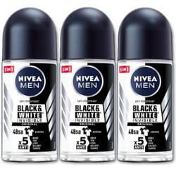 Nivea 48h Deodorant Roll-on Roll on Invisible for Black&white Anti Perspirant 50ml (Original Pack of 3) 1.7 Fl Oz