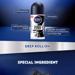Nivea 48h Deodorant Roll-on Roll on Invisible for Black&white Anti Perspirant 50ml (Original Pack of 3) 1.7 Fl Oz