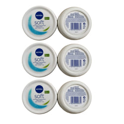 3 x 300ml NIVEA Soft Moisturising Cream Face Body & Hands Vitamin