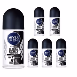 6 x 50ml NIVEA MEN Invisible Black & White Anti-Perspirant Deodorant Roll-On