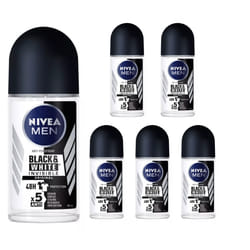 6 x 50ml NIVEA MEN Invisible Black & White Anti-Perspirant Deodorant Roll-On