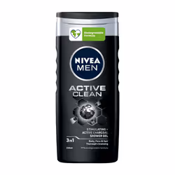 NIVEA Men Active Clean Doccia Shampoo, 250 ml, 2-in-1 Hair & Body, Non-professional, Men, All hair, All colours