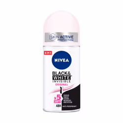 NIVEA Black & White Invisible Original, Women, Antiperspirant, Roll deodorant, Bottle, 50 ml, 48 h