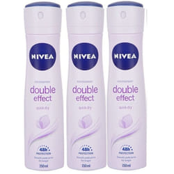 Nivea Longlasting 48 Hours Freshness Body Spray  Double Effect  3 Packs x 150 ML / 5.07 Fl. Oz