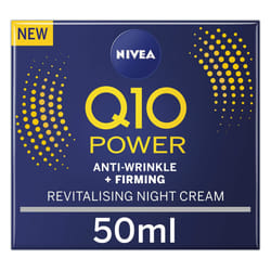 NIVEA Q10 Power Anti-Wrinkle + Firming Night Cream (50ml), Anti Ageing Cream + Creatine & Q10, Nightly Moisturiser for Women, Reduce Appearance of W