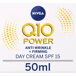 Nivea Q10 Power Anti-Wrinkle + Firming Day Cream SPF15 (50 ml), Anti Ageing Cream + Creatine & Q10, Moisturiser for Women, Fa ...