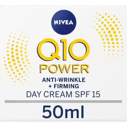 Nivea Q10 Power Anti-Wrinkle + Firming Day Cream SPF15 (50 ml), Anti Ageing Cream + Creatine & Q10, Moisturiser for Women, Face Cream with Coenzyme