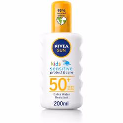 NIVEA SUN Kids Protect & Sensitive Spray (200ml) Sunscreen Spray with SPF 50+, Kids Suncream for Sensitive Skin, Immediately ...