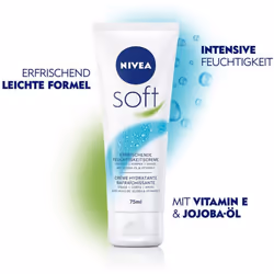 NIVEA Soft Refreshing Moisturising Cream (75 ml), Nourishing Soft Cream with Vitamin E and Jojoba Oil, Fast Absorbing Skin Cream