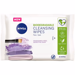 Nivea Biodegradable Cleansing Wipes Sensitive Skin (25 sheets), Biodegradable Wipes from 100 Percent Plant Fibres, Sensitive  ...