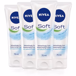 NIVEA Soft Tube (75ml), Pack of 4, Moisturising Cream for Face, Body and Hands with Vitamin E and Jojoba Oil, Intensive Every ...