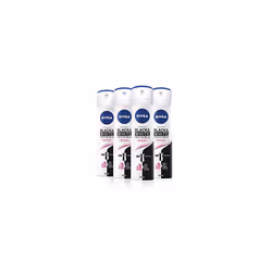 NIVEA Black & White Invisible Original Anti-Perspirant Deodorant Spray Pack of 4 (4 x 150ml), 48hr Deodorant for Women, Anti- ...