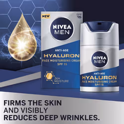 NIVEA MEN Hyaluron Face Cream (50ml), Anti Wrinkle Face Cream Reduces Deep Wrinkles, Men's Anti Ageing Face Cream, Anti Wrinkle Cream Strengthens Skin