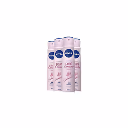 NIVEA Pearl & Beauty Anti-Perspirant Deodorant Pack of 4 (4 x 250ml), 48hr Deodorant for Women, Anti-Perspirant Spray for Wom ...