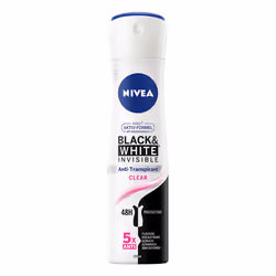 NIVEA Black & White Invisible Clear, Women, Antiperspirant, Spray deodorant, Spray, 150 ml, 48 h