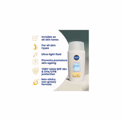 NIVEA SUN Triple Protect Light Sun Fluid SPF50+ (40ml) Face Sun Cream SPF50 with Hyaluron Protects Against UV Blue Light and Pollution Daily Fac - Additional view 8