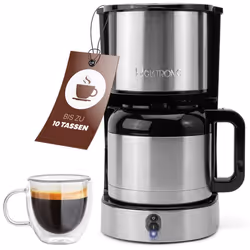 Clatronic KA 3805, Drip coffee maker, 1.2 L, Ground coffee, 800 W, Black, Stainless steel