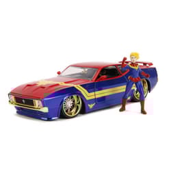 Marvel Comics Captain Marvel 1973 Ford Mustang Mach 1 Die-cast Toy Muscle Sports Car, 1:24 Scale, Eight Years and Above