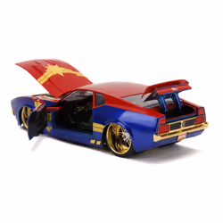 Marvel Comics Captain Marvel 1973 Ford Mustang Mach 1 Die-cast Toy Muscle Sports Car, 1:24 Scale, Eight Years and Above