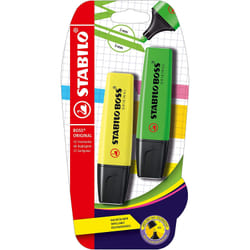 STABILO Boss Original marker 2 pc(s) Chisel tip Green, Yellow