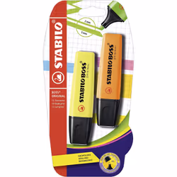 STABILO Boss Original, 2 pc(s), Orange, Yellow, Chisel tip, Multicolour, Rectangle, 2 mm